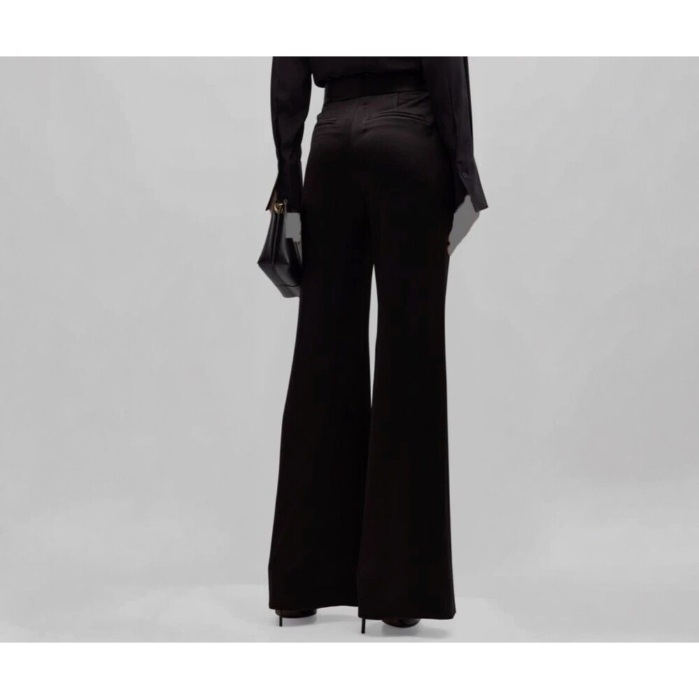 Alice + Olivia Women's Black High-Rise Wide Leg Satin Pants Size 0 Pockets - Picture 2 of 12
